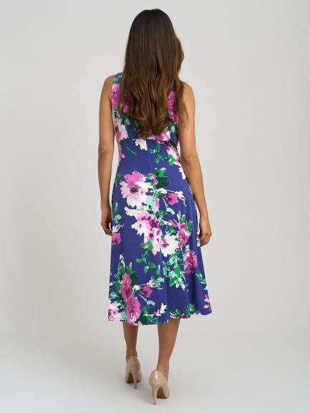 Gina Bacconi Mary Ann Midi Dress, Navy/Multi - view 2, Navy / Multi