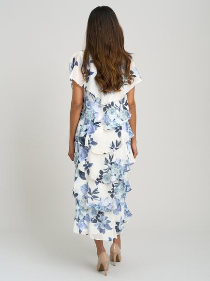 Gina Bacconi Morgan Tiered Dress, Blue - view 2, Blue