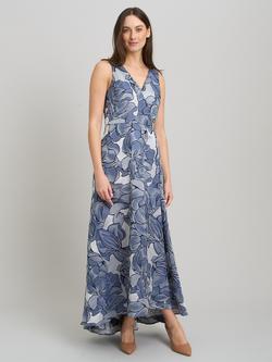 Gina Bacconi Floral Jacquard Dress, Blue, Blue