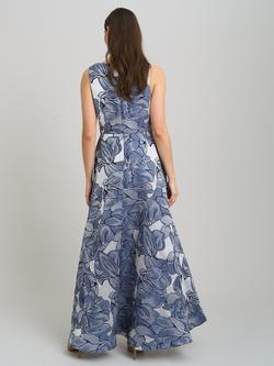 Gina Bacconi Floral Jacquard Dress, Blue - view 2, Blue