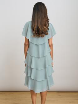 Gina Bacconi Tiered Cape Dress, Sage - view 2, Sage
