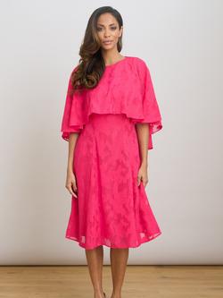 Gina Bacconi Jacquard Cape Dress, Pink, Pink