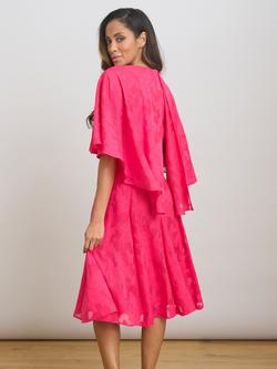Gina Bacconi Jacquard Cape Dress, Pink - view 2, Pink