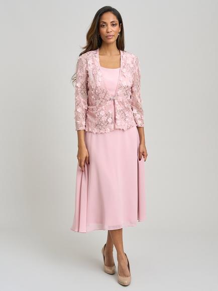 Gina Bacconi Chiffon Dress, Blush, Blush