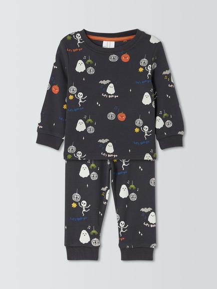 John Lewis Baby Halloween Glow in the Dark Pyjamas, Dark Grey, Dark Grey