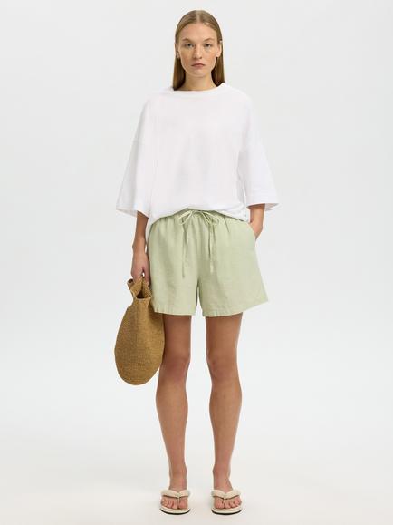 Selected Luisa Linen Rich Shorts, Mint, Mint