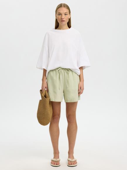 Selected Luisa Linen Rich Shorts, Mint - view 2, Mint
