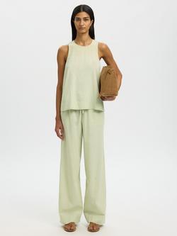 Selected Luisa Linen Rich Sleeveless Top, Mint, Mint