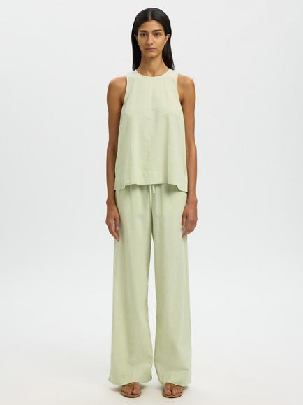 Selected Luisa Linen Rich Sleeveless Top, Mint - view 2, Mint
