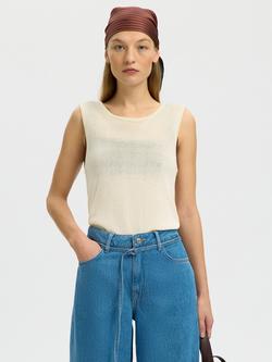 Selected Moon Sleeveless Top containing LENZING™ ECOVERO™ Viscose, Cream, Cream