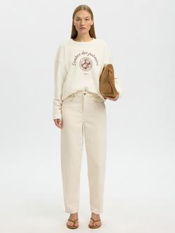 Selected Felisa Crew Neck Sweatshirt, Cream, Cream