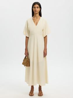 Selected Maddie Short Sleeve Midi Dress, Cream - view 2, Cream