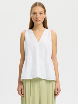 Selected Blair V-Neck Top, White, White