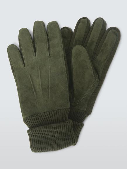 John Lewis Suede Gloves, Green, Green