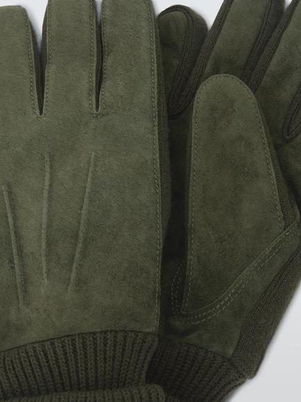 John Lewis Suede Gloves, Green - view 2, Green