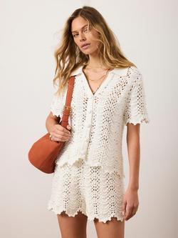 Mint Velvet Embellished Crochet Top, White Ivory, White Ivory