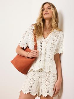 Mint Velvet Embellished Crochet Top, White Ivory - view 2, White Ivory