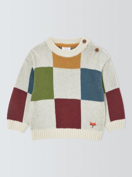John Lewis Baby Checkerboard Jumper, Multi, Multi