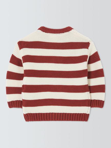 John Lewis Baby Stripe Fox Jumper, Multi - view 2, Multi