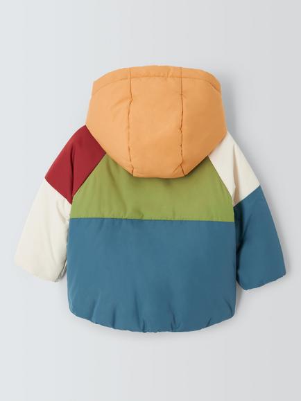 John Lewis Baby Colourblock Fox Shower-Resistant Puffer Jacket, Multi - view 2, Multi