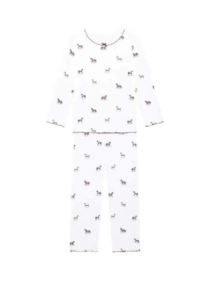 Rosa & Blue Kids' Ponies Long Pyjamas, White, White