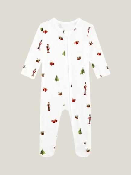 Rosa & Blue Baby Nutcracker Print Sleepsuit, White - view 2, White