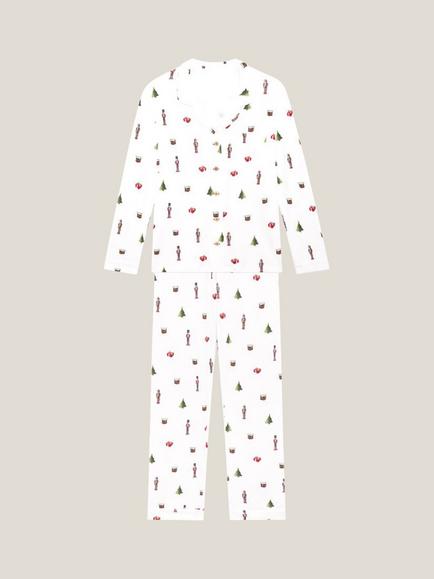 Rosa & Blue Women's Family Nutcracker Print Pyjama Set, White, White