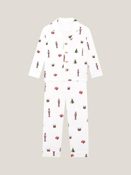 Rosa & Blue Kids' Long Sleeve Nutcracker Print Pyjama Set, White, White