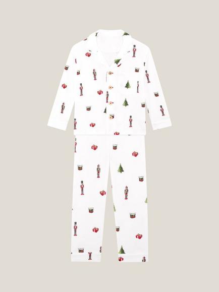 Rosa & Blue Kids' Long Sleeve Nutcracker Print Pyjama Set, White - view 2, White