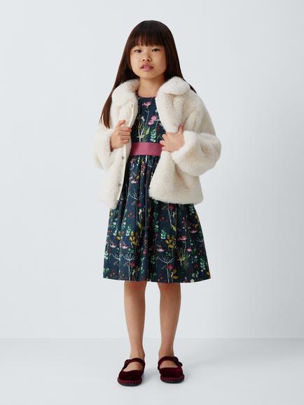 John Lewis Heirloom Collection Kids' Coastal Floral Dress, Navy - view 2, Navy