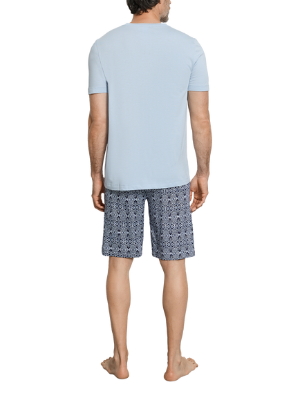 Hanro Cotton Modal Blend Soft Jersey Interlock Short Pyjama Set, Heritage Tiles - view 2, Heritage Tiles