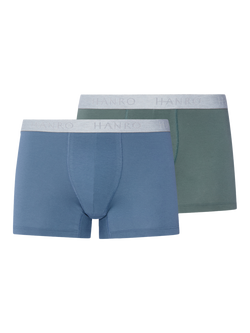 Hanro Essentials Stretch Cotton Pants, Pack of 2, Studio Green/Blue
