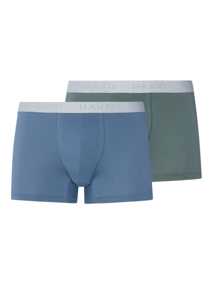 Hanro Essentials Stretch Cotton Pants, Pack of 2, Studio Green/Blue