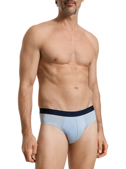 Hanro Essentials Stretch Cotton Briefs - view 2, Blue Lagoon/Navy
