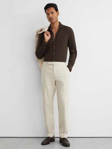 Reiss Dasilva Cotton Shirt, Chocolate Brown