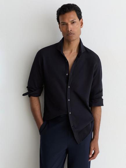 Reiss Dasilva Cotton Shirt, Navy