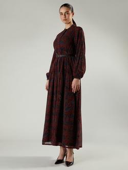 Aab Boteh Paisley Shirt Maxi Dress, Red/Multi, Red/Multi
