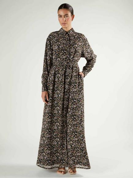 Aab Camo Floral Shirt Maxi Dress, Green/Multi, Green/Multi