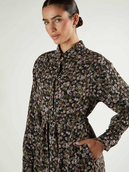 Aab Camo Floral Shirt Maxi Dress, Green/Multi - view 2, Green/Multi