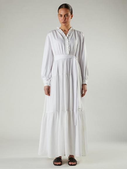 Aab Belted Tiered Floaty Maxi Dress, White, White