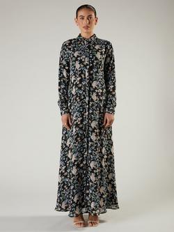 Aab Fluttery Florals Shirt Maxi Dress, Black/Multi - view 2, Black/Multi