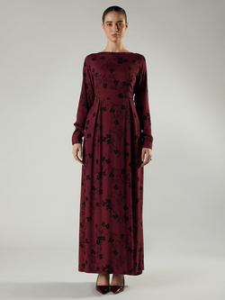 Aab Clover Pleat Waist Maxi Dress, Red Burgundy, Red Burgundy