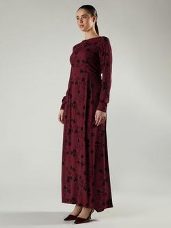 Aab Clover Pleat Waist Maxi Dress, Red Burgundy - view 2, Red Burgundy