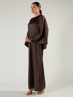 Aab Wide Sleeve Satin Maxi Dress, Brown, Brown