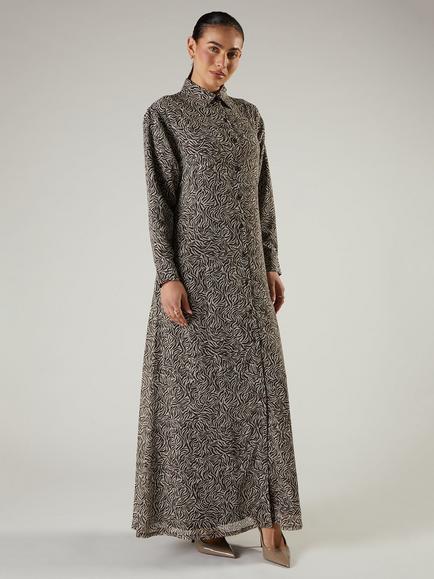 Aab Swirl Print Shirt Maxi Dress, Brown/Multi, Brown/Multi