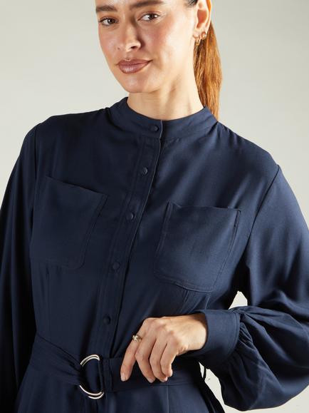 Aab Belted Utility Maxi Dress, Blue Navy - view 2, Blue Navy
