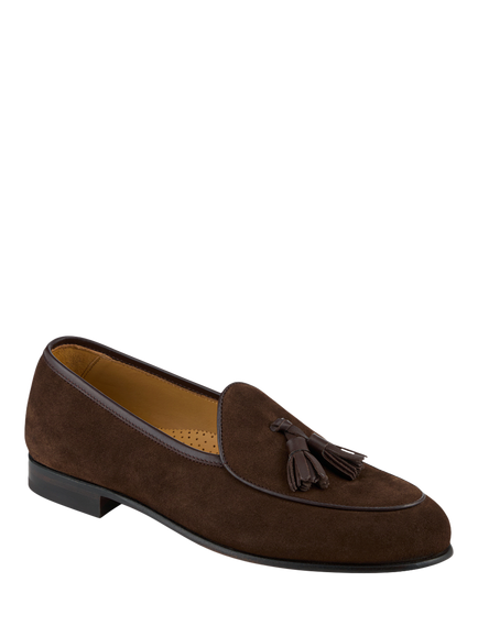 Jones Bootmaker Camillo Suede Tassel Loafers - view 2, Brown