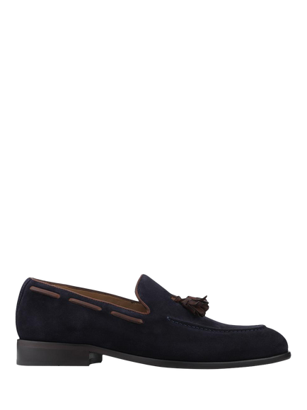 Jones Bootmaker Devon2 Leather Tassel Loafers, Navy/Brown, Navy/Brown