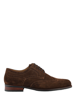 Jones Bootmaker Manning Suede Brogue Detailed Derby Shoes, Brown, Brown