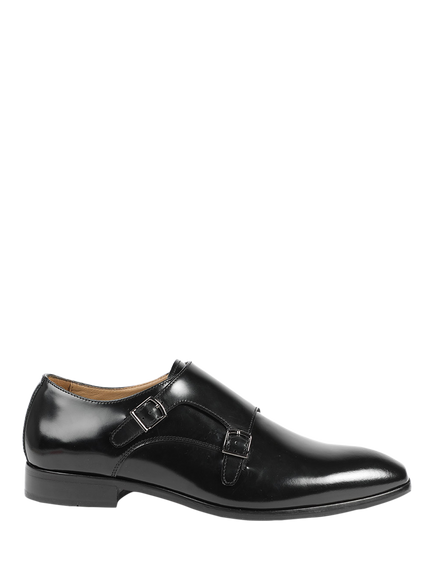 Jones Bootmaker Naveen Leather Monk Shoes, Black